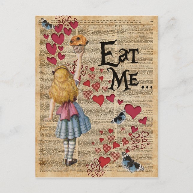 Alice in the Wonderland Eat Me Muffin Postcard (Front)