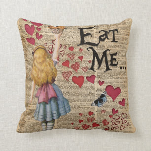 Alice in the Wonderland Eat Me Muffin Throw Pillow