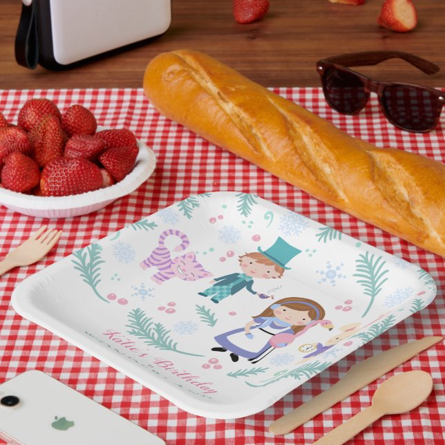 Alice in Winter Wonderland Birthday Party Paper Plates (Picnic)