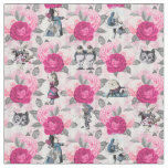 Alice in Winter Wonderland on Pastel Pink Fabric