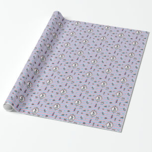 Alice in Winter Wonderland on Pink/Blue Background Wrapping Paper