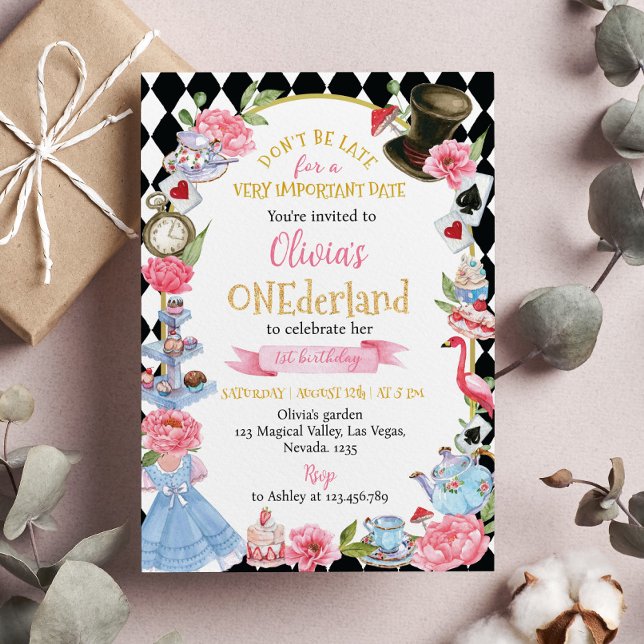 Alice in Wonderland 1st Birthday Invitation (Creator Uploaded)