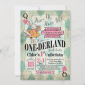 Alice in Wonderland 1st Birthday Invitations (Front)