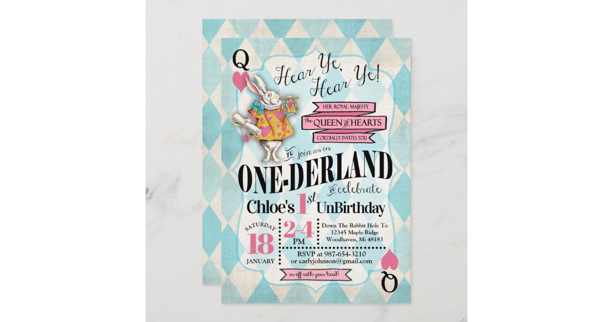 Alice in ONEderland 1st Birthday Invitation
