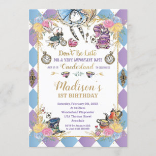 Alice In Wonderland Birthday Invitations Zazzle