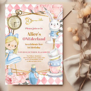 Alice in Wonderland 1st Birthday Onederland Tea  Invitation