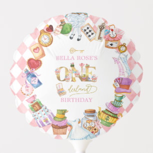 Alice in Wonderland 1st birthday Pink  Balloon