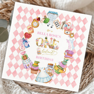 Alice in Wonderland 1st birthday Pink  Napkins