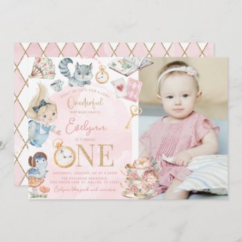 Alice In Wonderland 1st Birthday Tea Party Invitation by PerfectPrintableCo at Zazzle