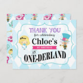 Alice in Wonderland 1st Birthday Thank You Card (Front/Back)