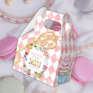 Alice in Wonderland 2nd birthday Pink  Favor Boxes