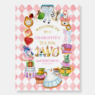 Alice in Wonderland 2nd birthday Pink Welcome Foam Board