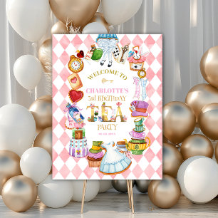 Alice in Wonderland 3rd birthday Pink Welcome Foam Board