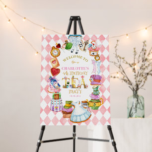 Alice in Wonderland 4th birthday Pink Welcome Foam Board