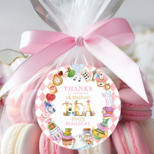 Alice in Wonderland 4th birthday Thank You Sticker