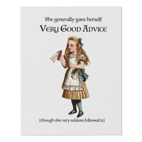 Alice in Wonderland Advice Faux Canvas Print