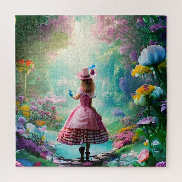 Alice in Wonderland AI generated Jigsaw Puzzle Zazzle