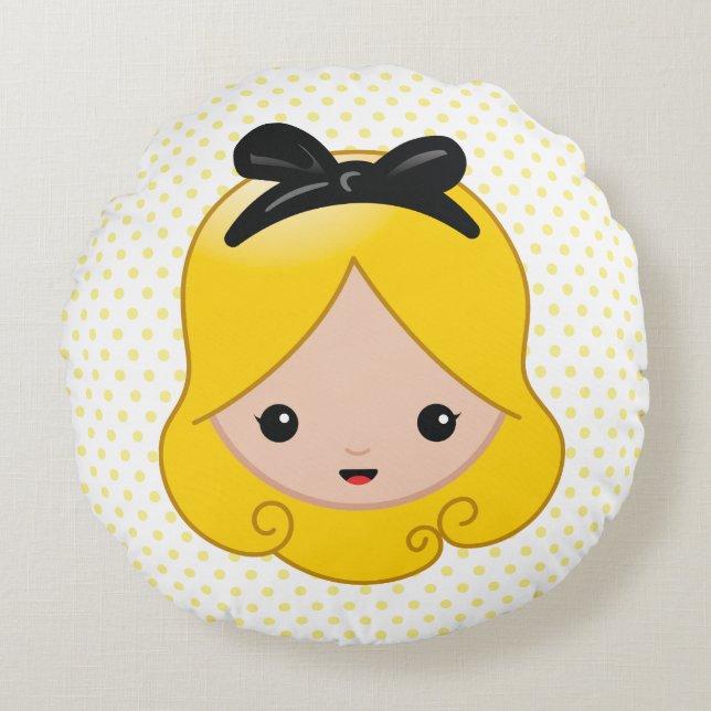 Alice in Wonderland | Alice Emoji Round Pillow (Front)