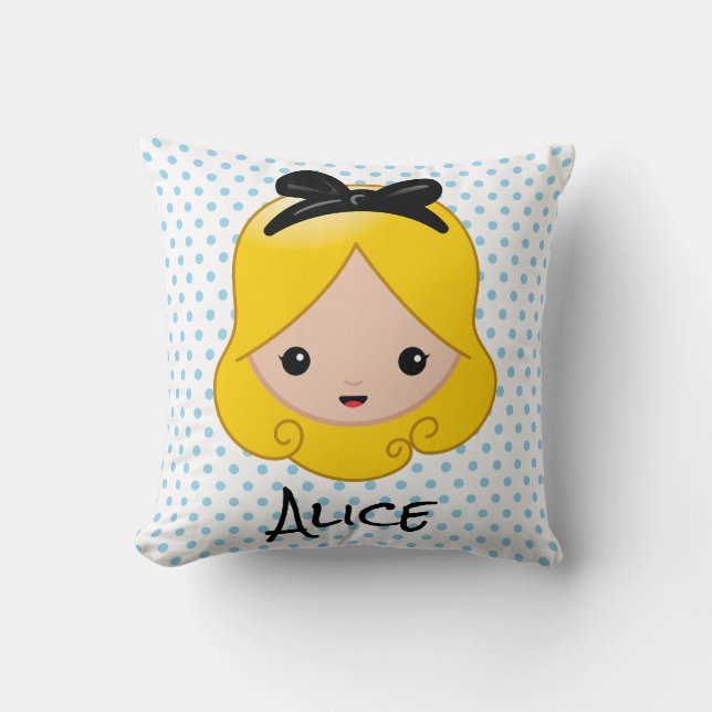 Alice in Wonderland | Alice Emoji Throw Pillow (Front)