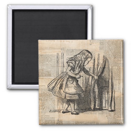 Alice in Wonderland Alice Pulls Curtain Art Magnet