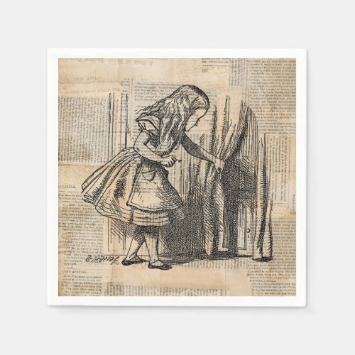 Alice in Wonderland Alice Pulls Curtain Art Napkins