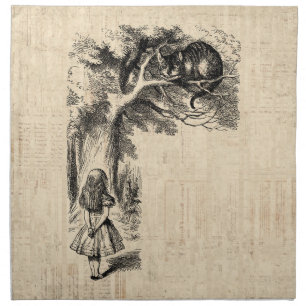 Alice in Wonderland Alice & the Cheshire Cat Cloth Napkin