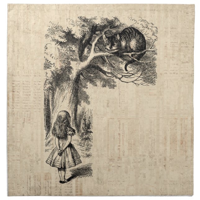 Alice in Wonderland Alice & the Cheshire Cat Cloth Napkin (Front)