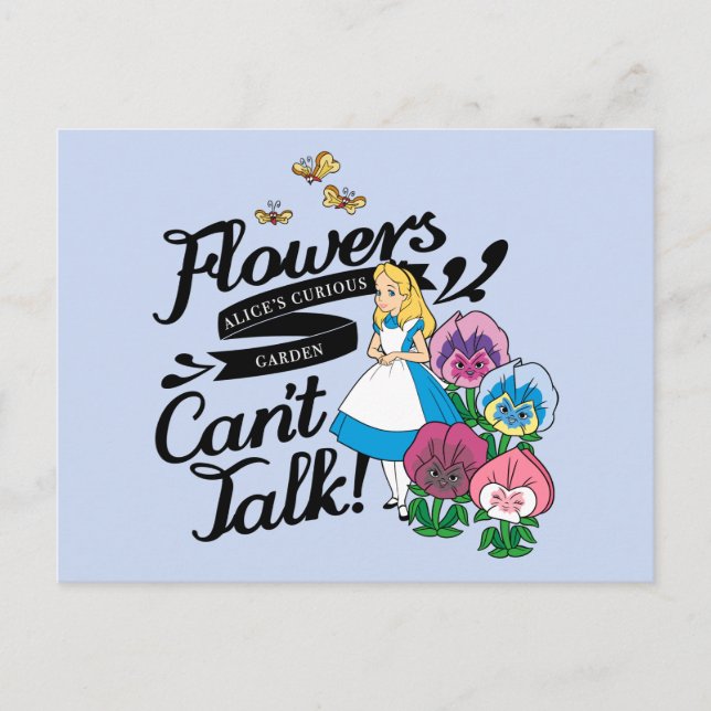 Alice In Wonderland | Alice & The Flowers Postcard (Front)