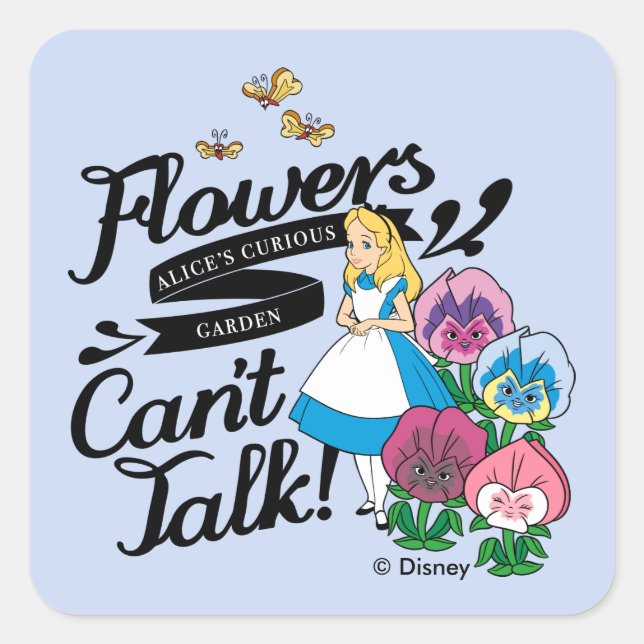 Alice In Wonderland | Alice & The Flowers Square Sticker (Front)