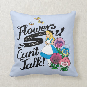 Alice In Wonderland Alice & The Flowers Throw Pillow
