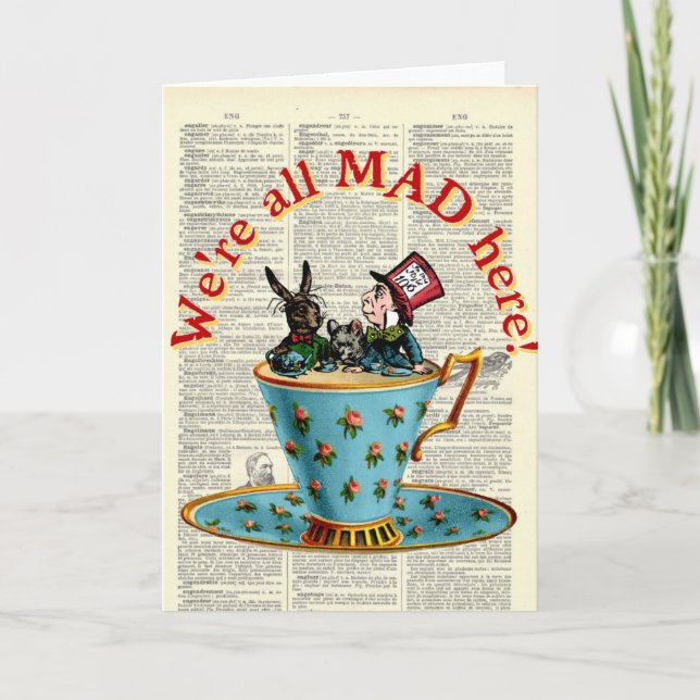 Alice in Wonderland All Mad Old Dictionary Page Card (Front)