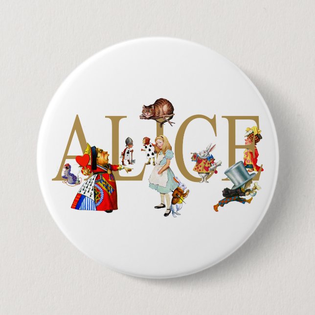 ALICE IN WONDERLAND AND FRIENDS BUTTON (Front)