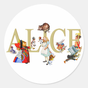ALICE IN WONDERLAND AND FRIENDS CLASSIC ROUND STICKER