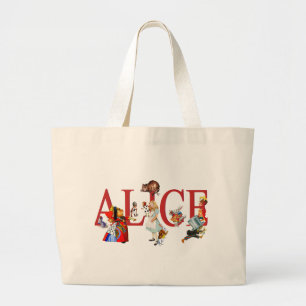 ALICE IN WONDERLAND AND FRIENDS LARGE TOTE BAG