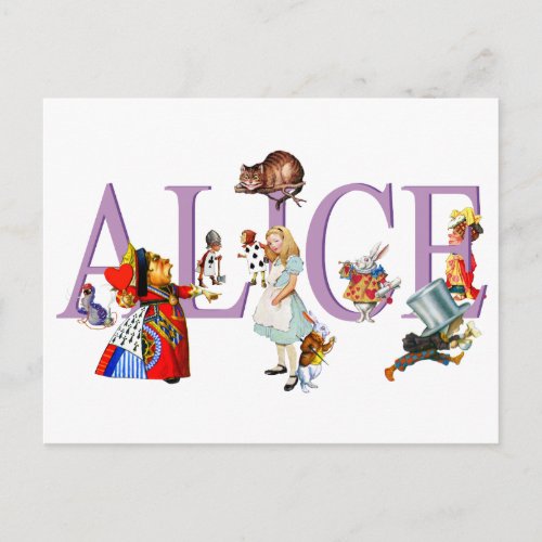 Alice in Wonderland and Friends Postcard