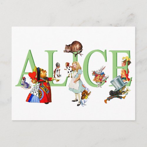 Alice in Wonderland and Friends Postcard
