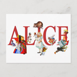Alice In Wonderland and Friends Postcard