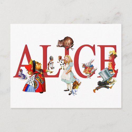 Alice In Wonderland and Friends Postcard