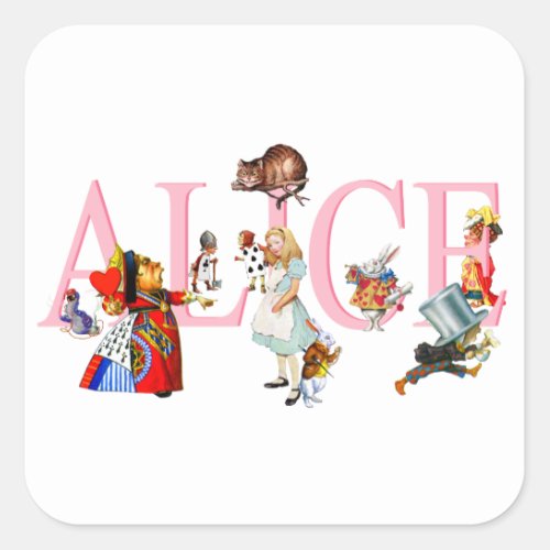 Alice in Wonderland and Friends Square Sticker