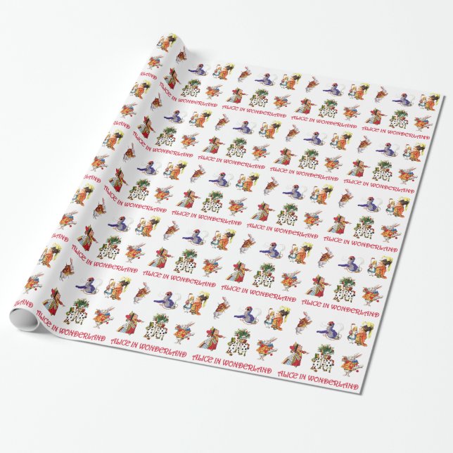 Alice in Wonderland and Friends Wrapping Paper (Unrolled)