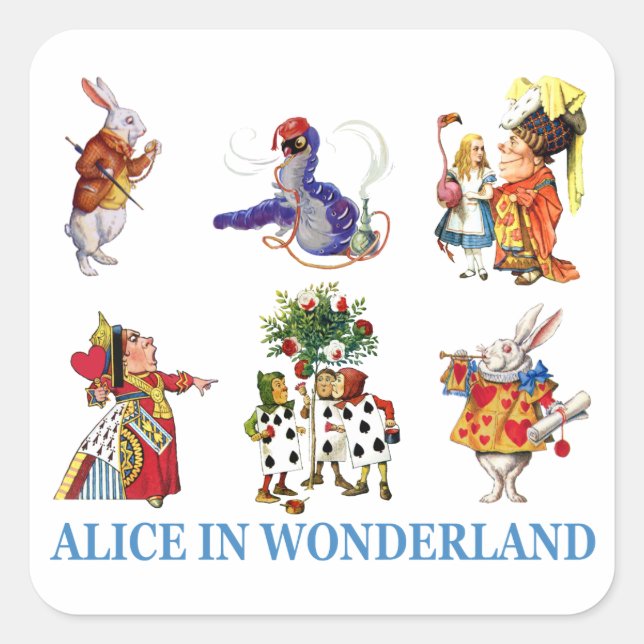 Alice in Wonderland and Her Friends Square Sticker (Front)