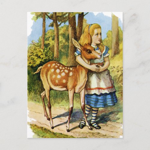 Alice in Wonderland and the Deer Postcard