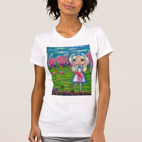 Alice in Wonderland and the Flamingoes T_Shirt