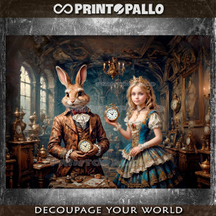 Alice in Wonderland and The March Hare - Decoupage Wrapping Paper Sheets
