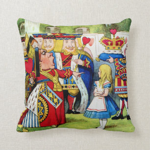 Alice in Wonderland and the Queen of Hearts Throw Pillow