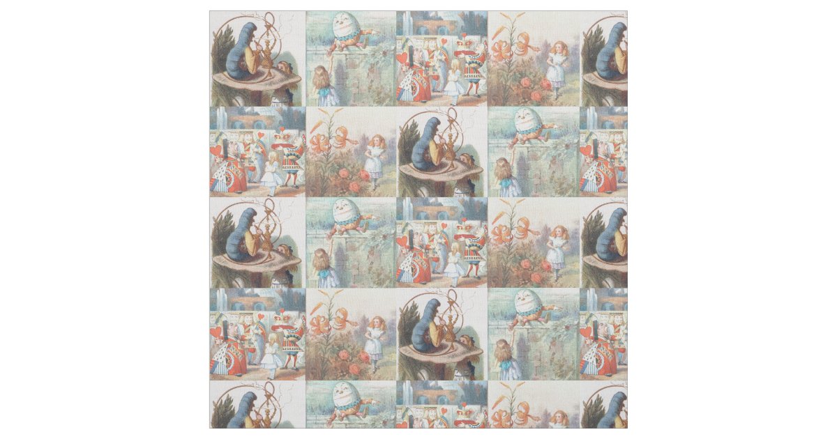 Alice in Wonderland and Through the Looking Glass Fabric | Zazzle.com