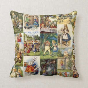 Alice in Wonderland and Through the Looking Glass Throw Pillow