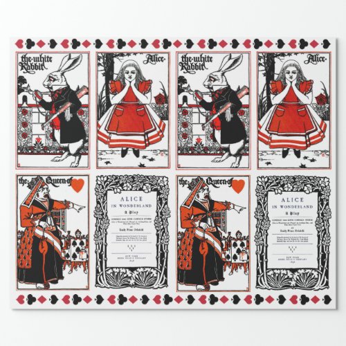 ALICE IN WONDERLAND ANTIQUE LITHOGRAPHS DECOUPAGE WRAPPING PAPER