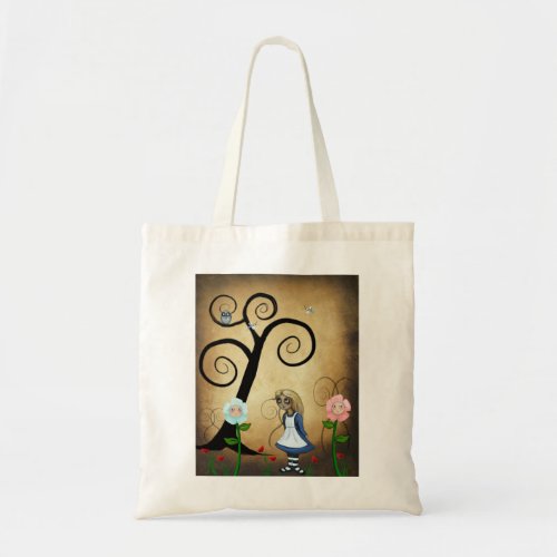 Alice in Wonderland Art Alice and Flowers Bag