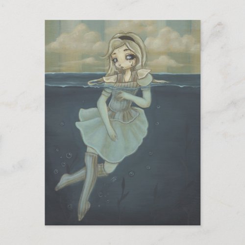 Alice in Wonderland art postcard pool of tears